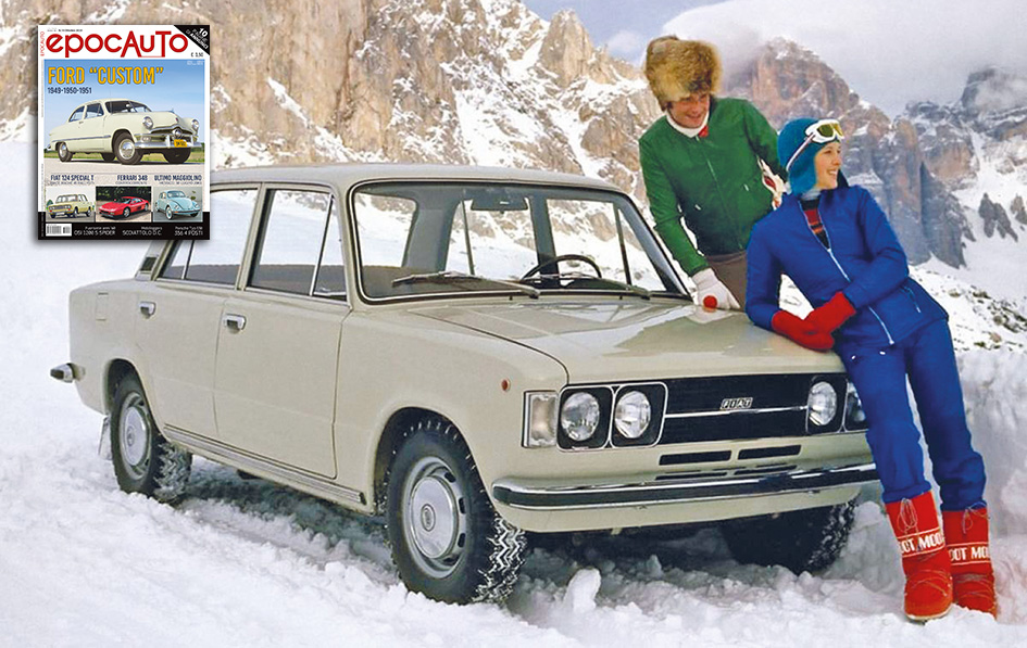 Nella foto del 1973 si notano le maniglie delle porte con le parti mobili nere, lo stemma Fiat a rombi e la stranezza dei cerchi che per un breve periodo si sono alternati con quelli a finestrelle tonde color avorio perché nel passaggio dalle vernici a spruzzo a quelle a polvere la formula del grigio metallizzato si rivelò instabile.