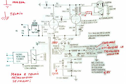 Amplificatore di bassa frequenza valvolare - errata corrige schema elettrico